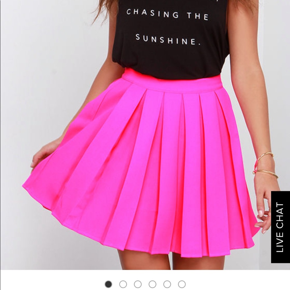 Beg & pleat hot pink skater skirt